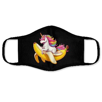 Discover Unicorn rides banana Face Masks