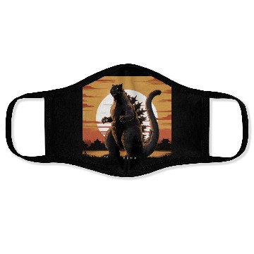 Discover Catzilla Cat Japanese Art Funny Cat Gifts Face Masks