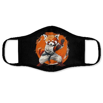 Discover Red panda karate fighting style Face Masks
