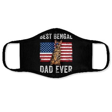 Discover Bengal Dad American Flag Bengal Cat Lover Owner Face Masks