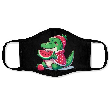 Discover Crocodile in watermelon costume Face Masks