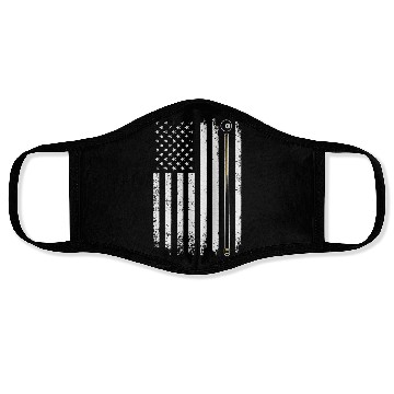 Discover Billiards Pool Player Table USA US American Flag Face Masks