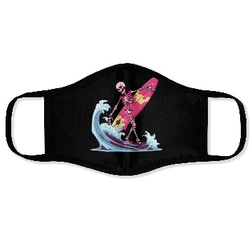 Discover Surfer Skeleton Beach Summer Vibes Face Masks