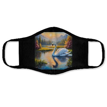 Discover white swan in river Face Masks
