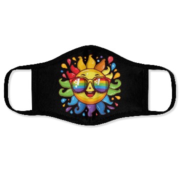Discover Rainbow Sun Queer LGBTQ Pride Month Fun Summer Face Masks