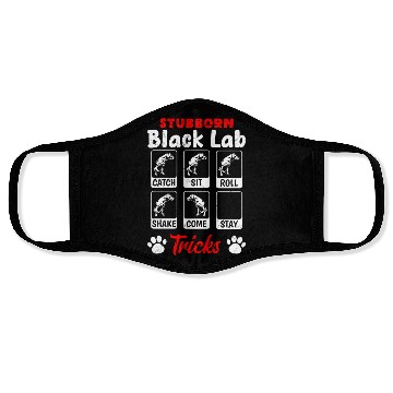 Discover Labrador STUBBORN BLACK LAB TRICKS Labrador Face Masks