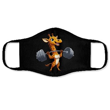 Discover Giraffe Weightlifter Workout Dumbbell Fitness Face Masks