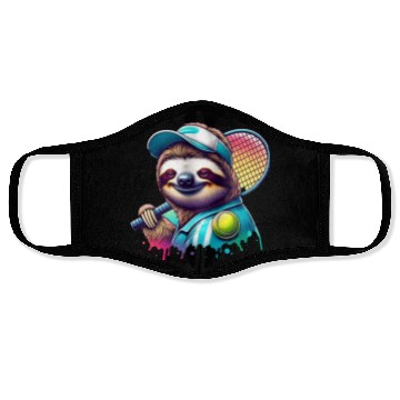 Discover Sloth Tennis Player Court Match Design Face Masks