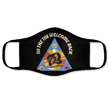 Discover 1970s Era Blue Retro Vintage Records Cassette Face Masks