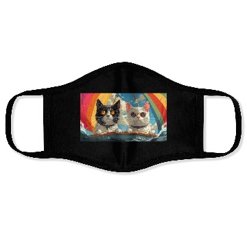 Discover PURRCRAFT - Pride Cat Couple Sailing the Rainbow Face Masks