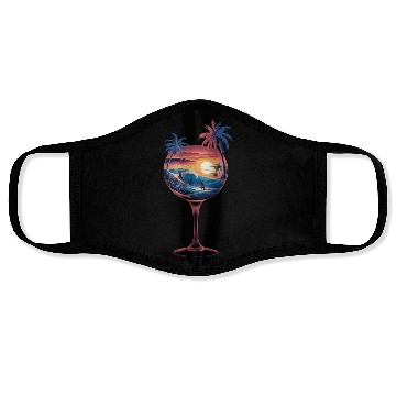 Discover Tropical Sunset Surf - Wine Glass Escape Face Masks