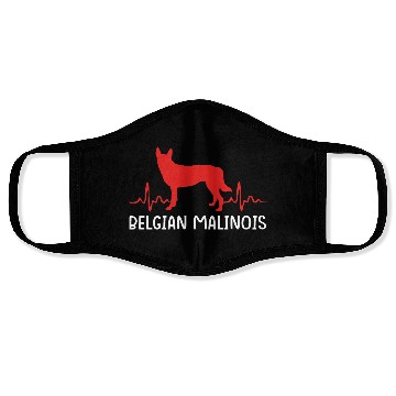 Discover Silhouette Dog Heartbeat Belgian Malinois Face Masks
