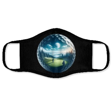 Discover Twilight A Golf Dream Scape Surreal Golfing Course Face Masks