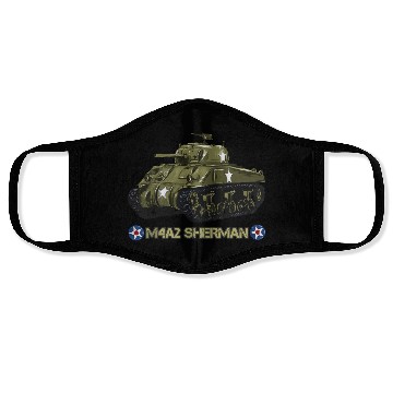 Discover World War 2 American Tank M4A2 Sherman memorabilia Face Masks