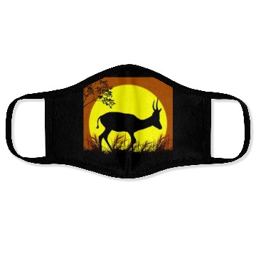 Discover deer sunset Face Masks