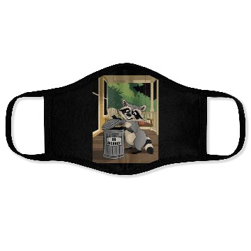 Discover Racoon Trash Panda Metal Trash Can No Vacancy Face Masks