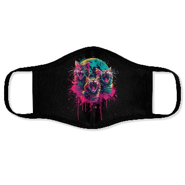 Discover Charming Cat Duo with Moon for a Cat Lover Face Masks