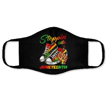 Discover stepping into juneteenth Afro Woman Black Girl Face Masks