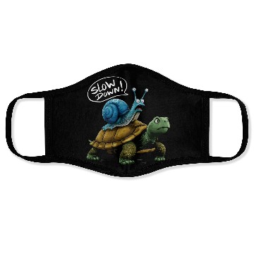 Discover Snail Riding a Turtle Funny Animal Friends Face Masks
