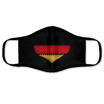 Discover Heart - Black Red Gold (Germany / Flag / Scribble) Face Masks