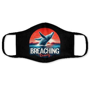 Discover Retro Whale Breaching Ocean Face Masks