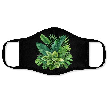 Discover Verdant Haven: Tropical Leaf Ensemble Face Masks