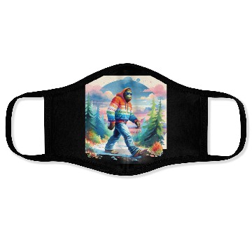 Discover Bฺigfoot Wilderness Wanderer: Retro Ramble Face Masks