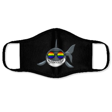 Discover SMILING LGBTQ SHARK WITH RAINBOW GLASSES Face Masks