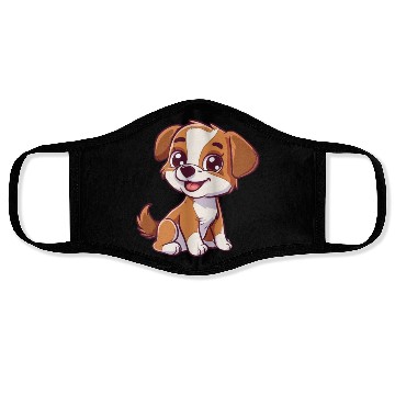 Discover Adorable Brown and White Puppy Smiling Face Masks