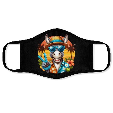 Discover Donkey Lovers Summer Beach for animal Lovers Face Masks