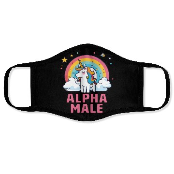 Discover Alpha Male Unicorn Rainbow Face Masks