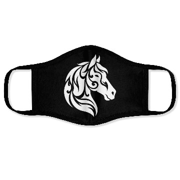 Discover Tribal Horse Head Portrait Elegant Tattoo Face Masks