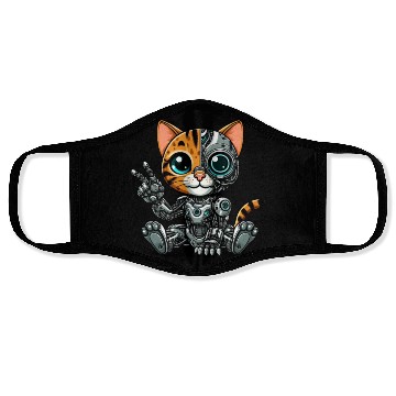 Discover Cute cat robot cyborg mech futuristic Face Masks
