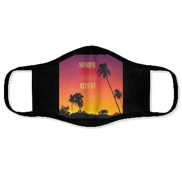 Discover Sunrise Sunburn Sunset Repeat Beach Scene Face Masks