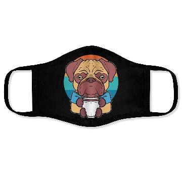 Discover Pug Drinking Coffee Dog Lover Face Masks