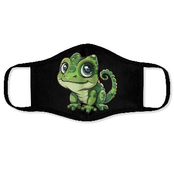 Discover Adorable Wide-Eyed Green Chameleon Face Masks