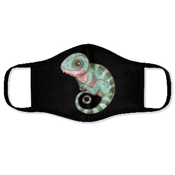 Discover Charming Chameleon Curled Tail Imagery Face Masks