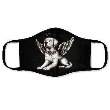 Discover Labrador angel wings black white halo Face Masks