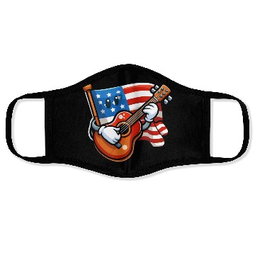 Discover Guitar 4th July American Flag Face Masks
