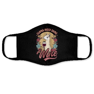 Discover Alpaca Llama Llama Need Some Wine Face Masks