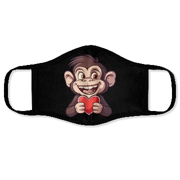 Discover Adorable Monkey Holding a Heart - Cute and Face Masks