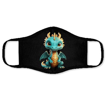 Discover Chibi green dragon Face Masks