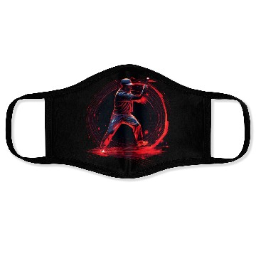 Discover Baseball Pitcher in Red Neon, Pop Art Face Masks