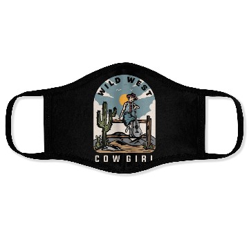 Discover WILD WEST COW GIRL Classic Face Masks