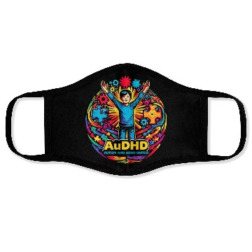 Discover AuDHD Autism ADHD Autistic Spectrum Neurodiversity Face Masks