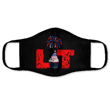 Discover LIT 4th July Independence Day cupcake & firework Face Masks