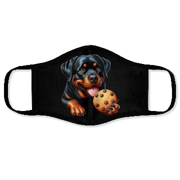Discover Rottweiler dog T-Rex cookie treat sweet Face Masks