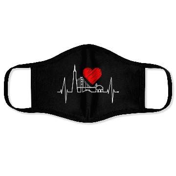 Discover San Francisco Heartbeat Skyline California Face Masks
