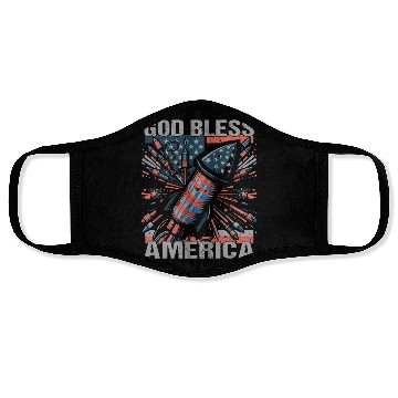 Discover God Bless America Retro US Flag Funny Fireworks Face Masks
