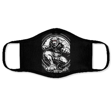 Discover Zombie ape street fighter black and white circle l Face Masks